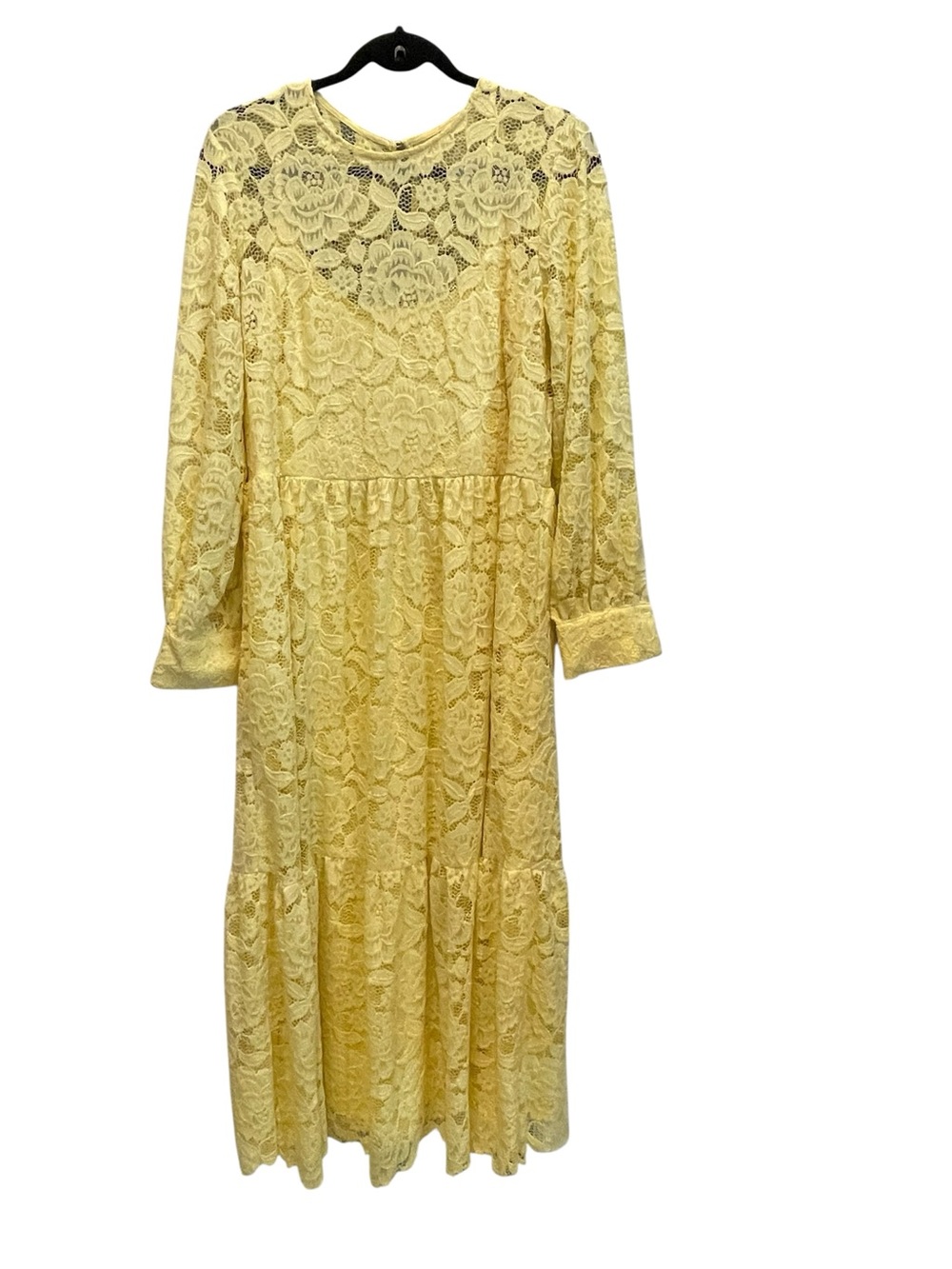NWT ANTHROPOLOGIE HUTCH OLIVIA TIERED LACE MAXI DRESS BUTTER YELLOW S fits M